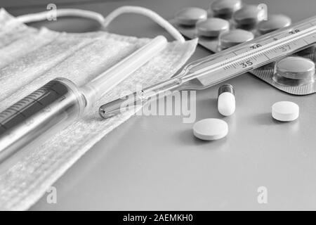 Produkte für die Behandlung der Grippe, Atemwegserkrankungen Stockfoto