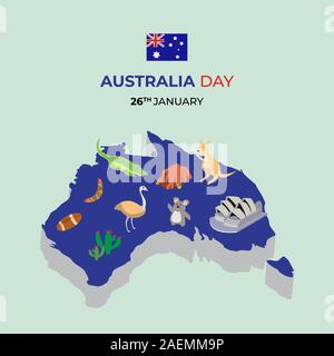 3D-Australien Karte mit Symbol Stockfoto