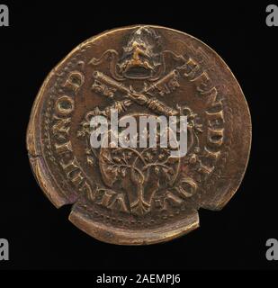 Roman aus dem 16. Jahrhundert, Schild mit dem Wappen der Familie della Rovere (rückwärts), 1507, Schild mit dem Wappen der Familie della Rovere [REVERSE]; 1507 Datum Stockfoto