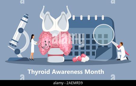 Schilddrüse ßtsein Monat ist im Januar in den USA gefeiert. Hypothyreose Konzept Vektor. Endokrinologen diagnostizieren und der menschlichen Schilddrüse behandeln. Stock Vektor