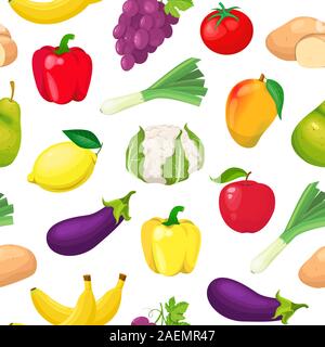 Muster mit Obst und Gemüse Stock Vektor