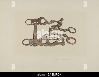 Dieser Stangenschneider von Rose Campbell-Gerke, der zwischen 1935 und 1942 entstand, ist ein funktionelles Pferdepfeilstück aus Metall, das Handwerkskunst und Design der Mitte des 20. Jahrhunderts demonstriert. Stockfoto