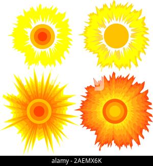 Satz von Sonnen. Elemente für das Design. Stock Vektor