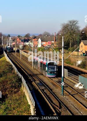 Nottingham Straßenbahn, Basford, Nottingham, England, Großbritannien Stockfoto