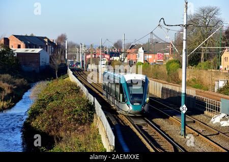 Nottingham Straßenbahn, Basford, Nottingham, England, Großbritannien Stockfoto