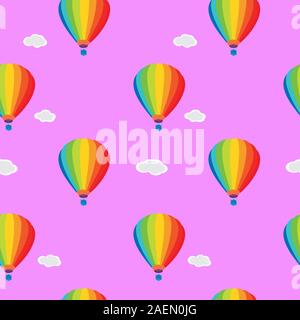 Nahtlose Tapete Ballons und Wolken am Himmel Stock Vektor