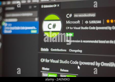 C#-Erweiterung für Visual Studio Code Stockfoto