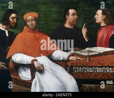 Sebastiano del Piombo, Kardinal Bandinello Sauli, seine Sekretärin, und zwei Geographen, 1516, Kardinal Bandinello Sauli, seine Sekretärin, und zwei Geographen; 1516 Datum Stockfoto