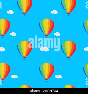 Nahtlose Tapete Ballons und Wolken am Himmel Stock Vektor