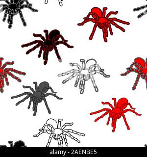 Halloween Musterdesign mit schwarzen Spinnen und ein Netz (wiederholt und in jeder beliebigen Größe skaliert), Vektor-Illustration Stock Vektor