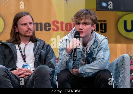 DORTMUND, Deutschland - 7. Dezember 2019: Joshua Mikel und Matt Linz an deutschen Comic Con Dortmund, einem zweitägigen Fan Convention Stockfoto