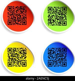 Moderne Bar-Codes. Satz von Etiketten mit qr-Codes. Stock Vektor