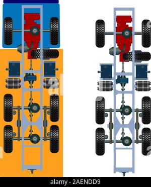 LKW-Federung, Ansicht von oben. Vektor-Illustration Stock Vektor