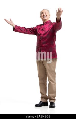 Gerne älterer Mann in Tang Anzug Stockfoto