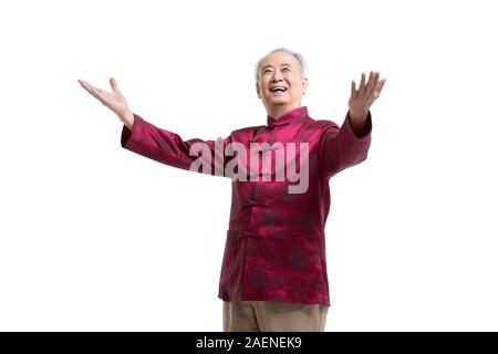 Gerne älterer Mann in Tang Anzug Stockfoto