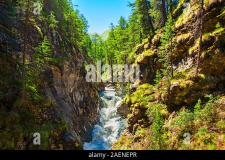 Gorner Gorge oder Gornergorge in der Nähe der Stadt Zermatt im Kanton Wallis in der Schweiz Stockfoto