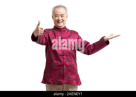 Gerne älterer Mann in Tang Anzug Stockfoto