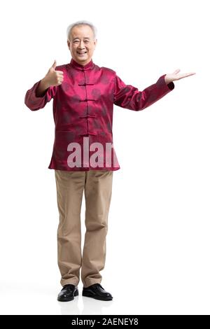 Gerne älterer Mann in Tang Anzug Stockfoto
