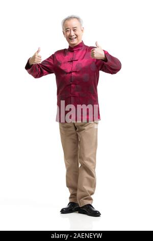 Gerne älterer Mann in Tang Anzug Stockfoto