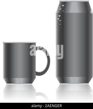 Aluminiumverpackungen für Getränke. Vektor. Stock Vektor