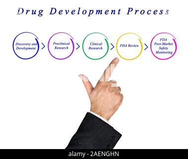 Diagramm der Arzneimittelentwicklung Stockfoto
