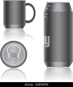 Aluminiumverpackungen für Getränke. Vektor. Stock Vektor