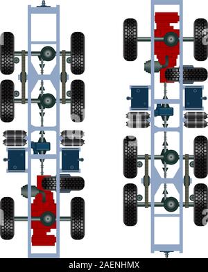 LKW-Federung, Ansicht von oben. Vektor-Illustration Stock Vektor