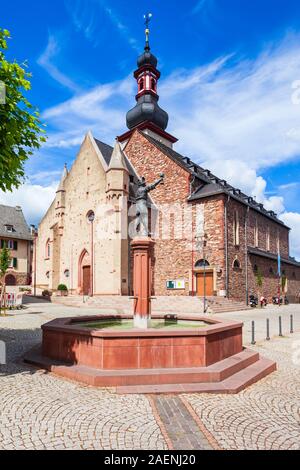 St. Jakobus ist eine katholische Kirche und eine ehemalige Gemeinde in Rüdesheim am Rhein, Stadt in der Region Hessen in Deutschland Stockfoto