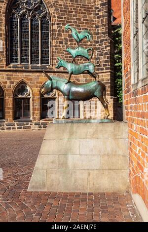 Bremer Stadtmusikanten Bronzestatue von Gerhard Marcks in Bremen, Deutschland Stockfoto