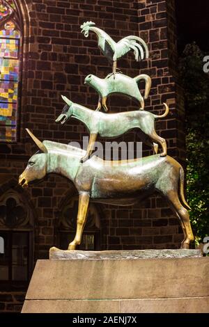 Bremer Stadtmusikanten Bronzestatue von Gerhard Marcks in Bremen, Deutschland Stockfoto