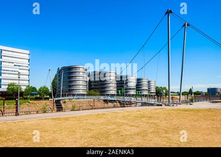 Innenhafen oder Inner Harbor District in der Stadt Duisburg, Deutschland Stockfoto