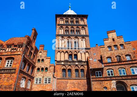 Das Burgtor oder Burg Tor ist eine gotische Tor der Stadt Lübeck Stadt in Deutschland Stockfoto