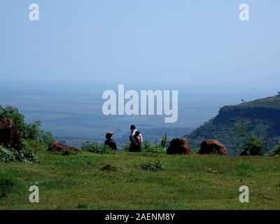 Blick von Sipi Falls, Mount Elgon, östlichen Uganda Stockfoto