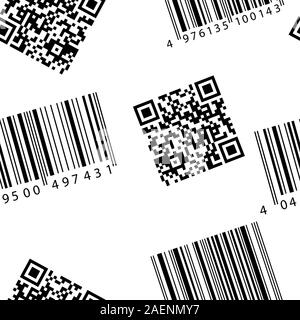 Barcodes und qr-Code. Nahtloser Vektor Wallpaper. Stock Vektor