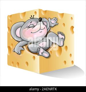 Vektorgrafiken von süßen Maus im Käse, Ost Stock Vektor
