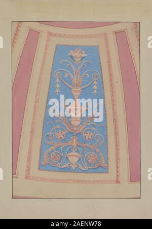 Ein Gipsschmuck von Vera Van Voris um 1936 mit geschnitzten dekorativen Motiven, geometrischen Mustern und Reliefarbeiten, das für architektonische oder dekorative Zwecke bestimmt ist. Stockfoto