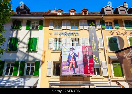 VEVEY, SCHWEIZ - 19. JULI 2019: Museum für Fotografie ist eine Kunst Museum im Zentrum von Vevey in der Schweiz Stockfoto