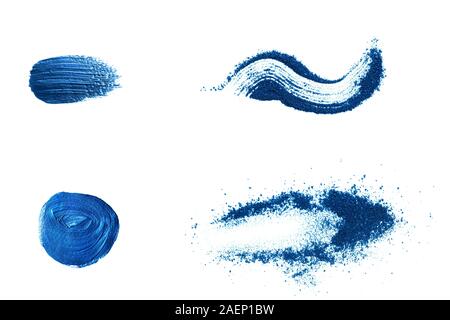 Blau concealer und Lidschatten Muster auf weißem Hintergrund. Make-up. Stockfoto