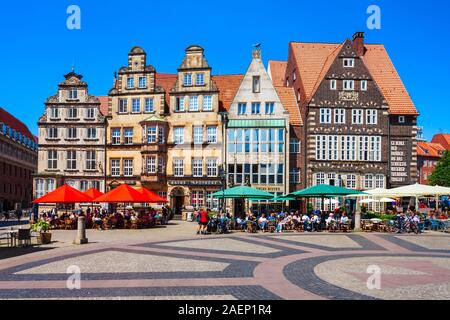 BREMEN, Deutschland - Juli 06, 2018: Marktplatz oder den Marktplatz in der Altstadt von Bremen, Deutschland Stockfoto