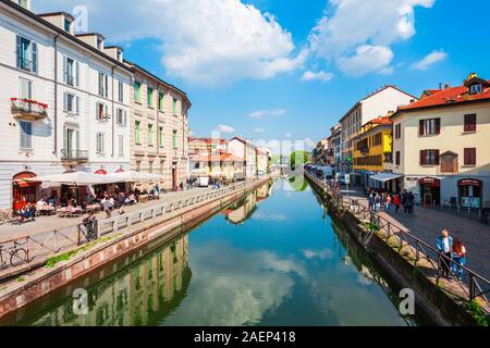 Mailand, Italien - 09 April, 2019: Der Kanal Naviglio Grande in Mailand Stadt in der Lombardei in Norditalien Stockfoto