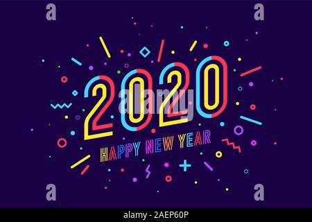 2020, Frohes neues Jahr. Wunschkarte Frohes Neues Jahr 2020 Stock Vektor
