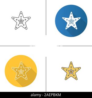 Sea Star Symbol. Flache Bauweise, lineare und Farbe Stile. Isolierte Vektorgrafiken Stock Vektor