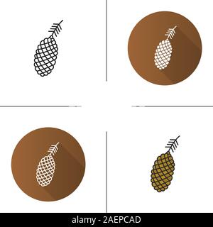 Pine Cone Symbol. Flache Bauweise, lineare und Farbe Stile. Isolierte Vektorgrafiken Stock Vektor