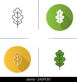Eichenlaub Symbol. Flache Bauweise, lineare und Farbe Stile. Isolierte Vektorgrafiken Stock Vektor