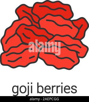 Getrocknete Goji Beeren Farbe Symbol. Rosinen. Isolierte Vector Illustration Stock Vektor