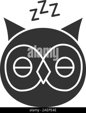 Schlafen Eule glyph Icon. Silhouette Symbol. Negativer Platz. Vektor isoliert Abbildung Stock Vektor