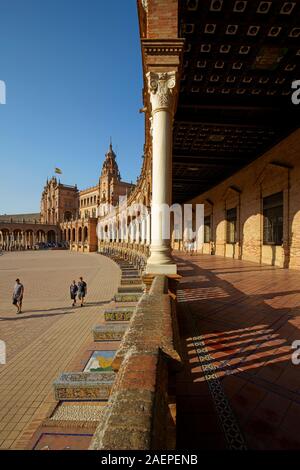 Die Vorhalle des Plaza de España (Spanien Platz) in Sevilla, Spanien Stockfoto