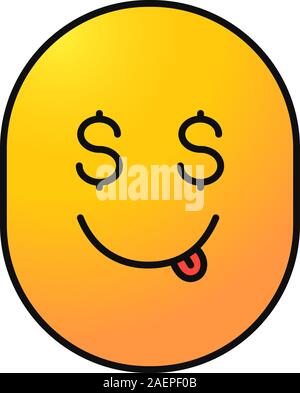 Gieriges lächeln Farbe Symbol. Lecker Dollar emoji. Isolierte Vector Illustration Stock Vektor