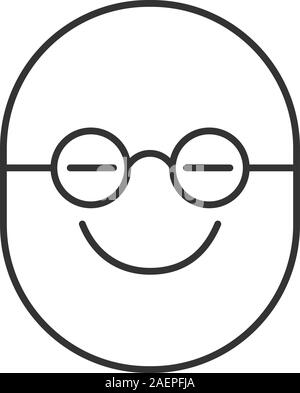 Clevere smiley lineare Symbol. Dünne Linie Abbildung. Nerd Gesicht. Spectacled smart Emoticon. Kontur Symbol. Vektor isoliert Maßbild Stock Vektor