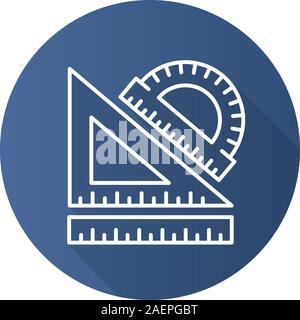 Schule Herrscher Flachbild lineare lange Schatten Symbol. Winkelmesser, transparente und Herrscher. Geometrie Symbol. Vektor Struktursymbol Stock Vektor